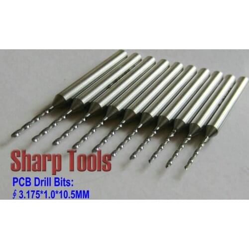 Efficient 10pcs/Lot 3.175*1.0*10.5MM PCB Drill CNC, Carbide Router Bits, Twist Drill Needle, Micro Kit Cutters for SMT, Board