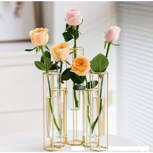 European Flower Arrangement Test Tube Vase Living Room Dried Flower Ornament Nordic Transparent Glass Small Fresh Flower Device