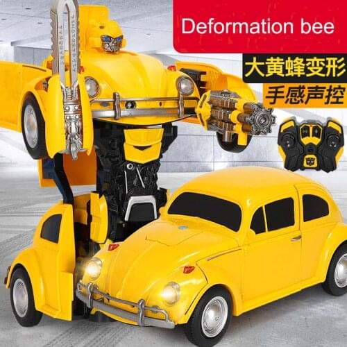 1:14 RC Transformer Toy One key Remote Control Car bees volkswagen beetle optimus hot rod with light and sound rc car kids gifts