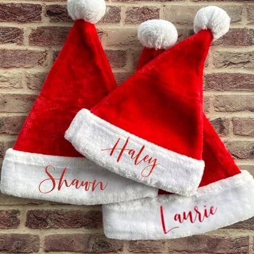 Personalized Santa Hat High Quality Christmas Gifts Hat Xmas Party Decoration Custom Name Christmas Children Adult Winter Hats