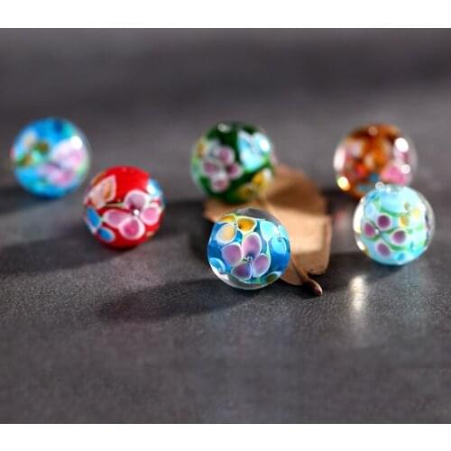 10pcs/lot Classical Oriental Glass Beads Colorful Plum Flower Pattern Spacer Beading for DIY Jewelry Making Ornament Accessories