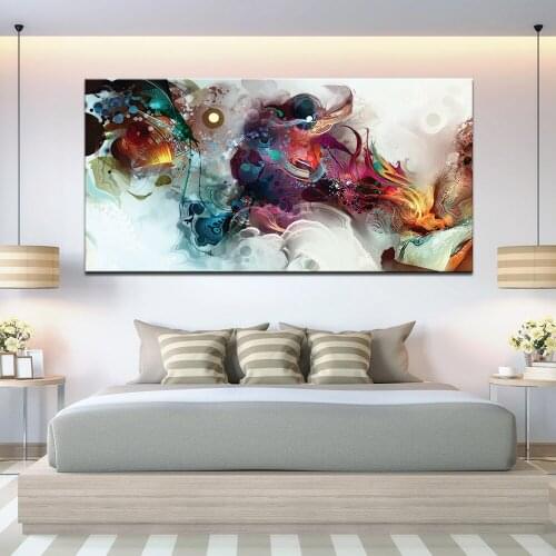Colorful Ocean Large Abstract Poster Canvas Art Landscape Oil Painting Wall Pictures For Living Room Modern no frame