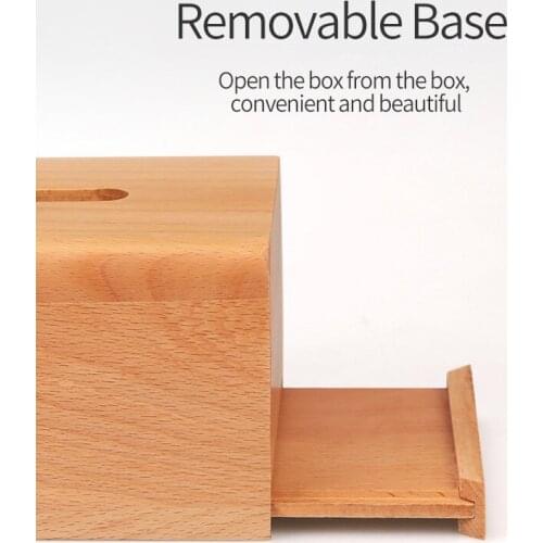 YUSOTAN square tissue holder box made of natural beech solid box healthy and eco-friendly 14*14*13.5CM home tissue canister wood
