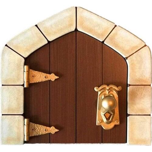 Mini Mysterious Door Statue Wall Decor Whimsical Wooden Hanging Fairy Door For Courtyard Decoration Garden Tree Decor