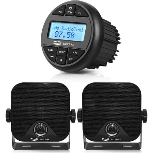 Marine Stereo Bluetooth Radio Motorcycle Audio Boat Car MP3 Player Auto Sound System FM AM Receiver+4Inch Waterproof Speakers