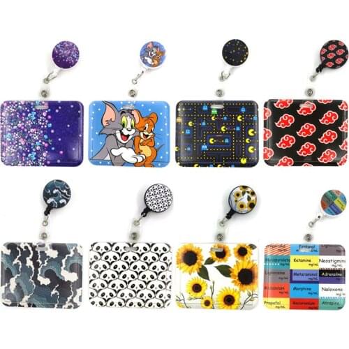 Cartoon Retractable Badge Reel Lanyards Nurse ID Credit Card Work Card Badge Holder Office Student Clips Card Cover Holder Bag