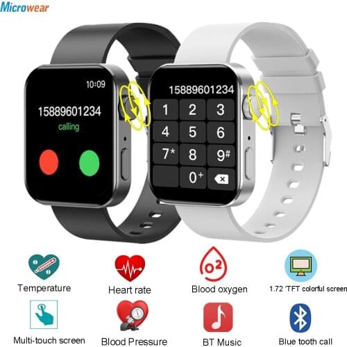 New NK20 BT-Call Smart Watch 1.72 Inch HD Multi-TouchScreen Heart Rate Temperature Test Sport Smartwatch PK P8 for Android IOS