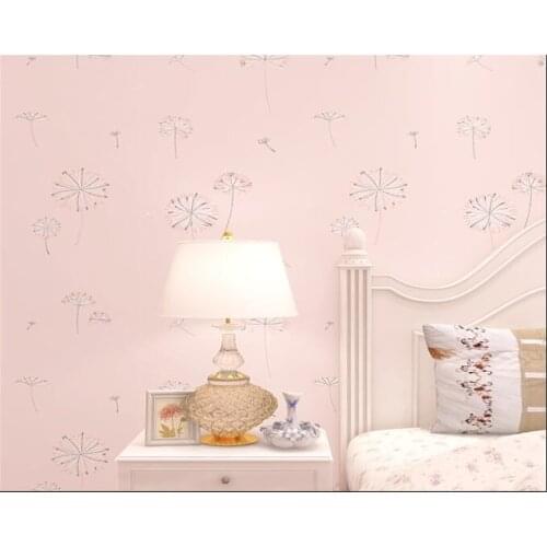 Beibehang Girl dandelion wallpaper non-woven warm bedroom wallpaper desktop living room TV background wall 3d wallpaper roll