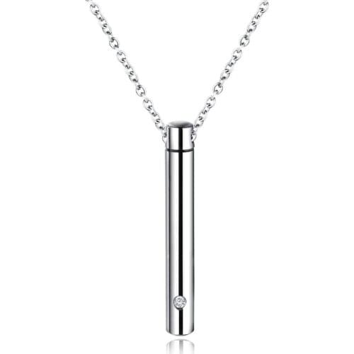 Punk Stainless Steel Hollow Cylinder CZ Pendant Necklace For man Women Charm Jewelry Gift Dropshipping