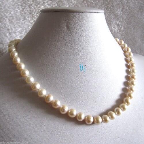 18" 8-9mm White AA Freshwater Pearl Necklace D Clasp