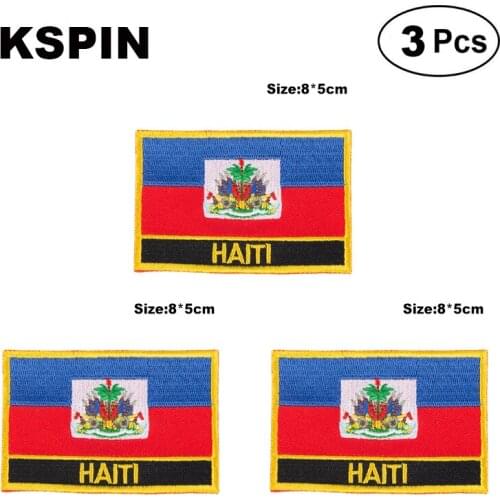 Haiti Rectangular Shape Flag patches embroidered flag patches national flag patches for clothing DIY Decoration