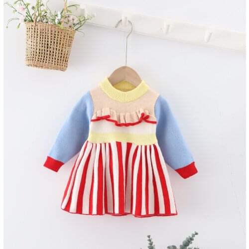 Sweater Dresses for Girls Children Warm Knit Clothes Long Sleeves Princess Party Outfits for 1-6T Toddler Winter Brief Wear
