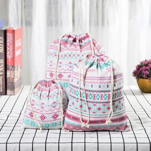 Practical Storage Bag Decorative Polyester Drawstring Design Printed Foldable Clothes Pouch for Travel
