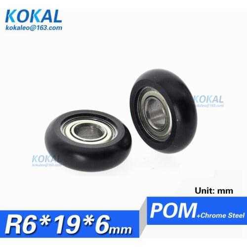 [R0619-6]1PCS/lot 686zz 686 deep groove ball bearing coated with POM plastic balck round type sliding wheel pulley 6X19X6 0619T