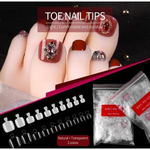 Sale Hot 500Pcs Two styles Artificial Toe Nails Tips French Foot Tips Professional Nail Art Decor Full Cover Toenails Manicure