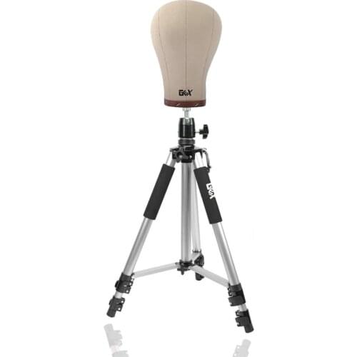 Silvery Tripod Training Doll Head Wig Manikin Canvas Block Head Stand Aluminium Alloy Round And Mannequin Head