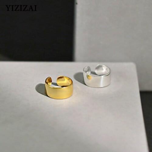 YIZIZAI Silver Color Ear Cuff Earring for Women Geometric Circle Ear Clip Personality No Pierced Hole Clip Earrings