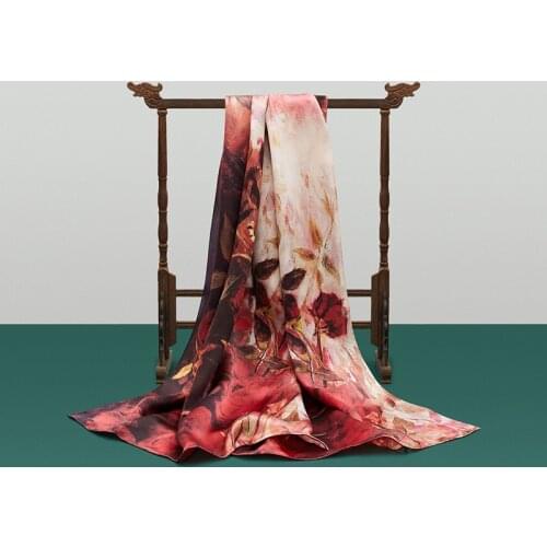 Festive Silk Gift Silk Scarf Satin Hand-rolled Silk Printing Long Scarf Scarf Women 170*52