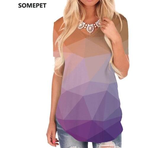 SOMEPET Geometric T Shirt Women Psychedelic Tshirts Printed Vortex V-neck Tshirt Square T-shirts 3d Womens Clothing Punk Rock