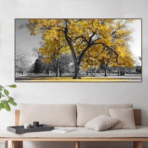 Modern Art Landscape Yellow Maple Leaf Big Tree Printable Canvas Prints and Posters Frameless Painting Home Decoration Painting