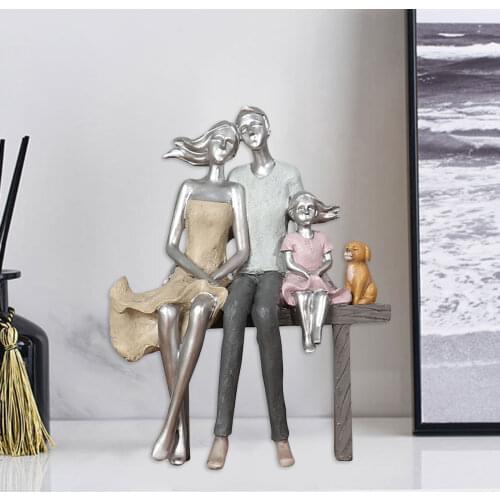 Resin Family Figurine Modern Love Statue Gift Present Livingroom Sculpture