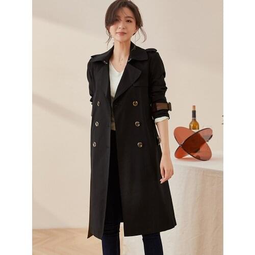 Temperament intellectual British windbreaker womens new style temperament patchwork slim fit lace up waist closing