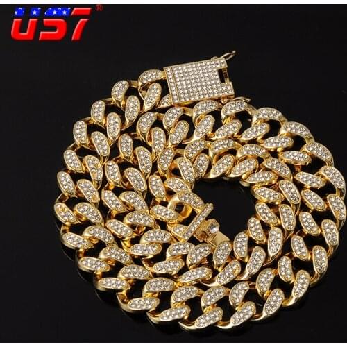 US7 Iced Out 20MM Miami Cuban Link Chain Bling Rhinestone 16''18"20"24" Hip Hop Necklaces For Rappers Men Women Jewelry Gifts