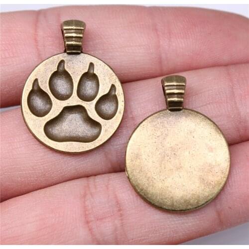 WYSIWYG 10pcs Charms Dog Paw 28x21mm Antique Making Pendant Fit Vintage Tibetan Silver Color DIY Handmade Jewelry