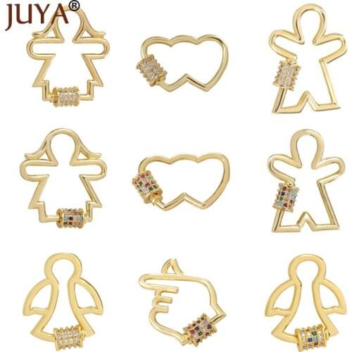 JUYA Copper Metal Clasps CZ Spiral Clasp Necklace Pendant for Women Jewelry Making Hanging Chain Lock Hook Hand Made Accessories
