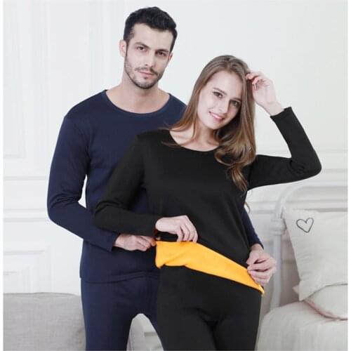 Sanderala 2021 Winter Woman Thick Thermal Underwear Man Long Sleeve Warm Shirt Pant Womens Long Pajamas Set Couples Homewear