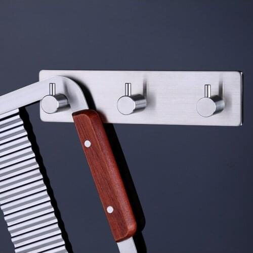 1PC 3M Sticker Adhesive 304 Stainless Steel Hook Wall Door Clothes Coat Hat Hanger Kitchen Bathroom Rustproof Towel Hook OK 0817