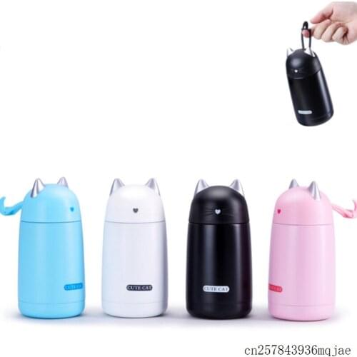 10pcs Cat Thermos Cup Child Water Bottle Portable Leak-proof Tumblers Kids Thermo Mug Drinkware Stainless Steel Vacuum Flask