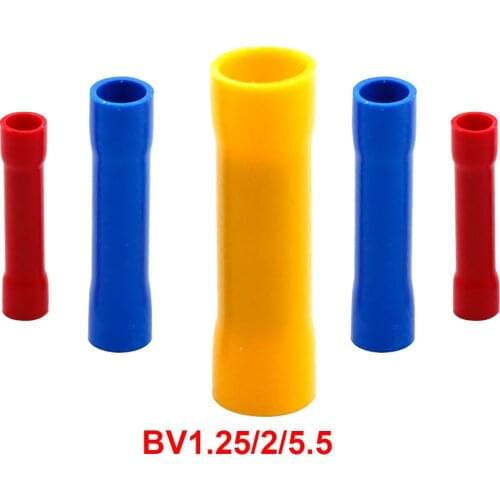 50/100pcs/set BV1.25 BV2.5 BV5.5 Insulated Crimp Terminals Electrical Wire Cable Crimping Terminal Connector Set Assortment Kit