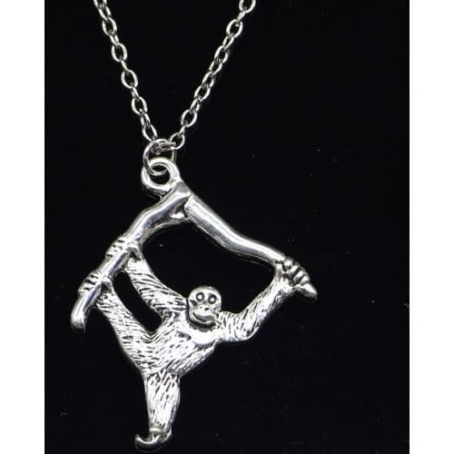 20pcs New Fashion Necklace 39x32mm hanging monkey Pendants Short Long Women Men Colar Gift Jewelry Choker