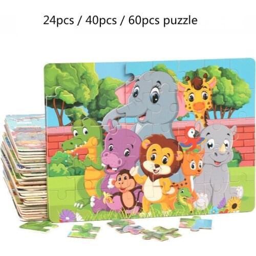 24/40/60 Pcs Kid Early Educational Toys Baby Hand Grasp Wooden Puzzle Toy Shape Color Animal Learning Education Child Wood Toy