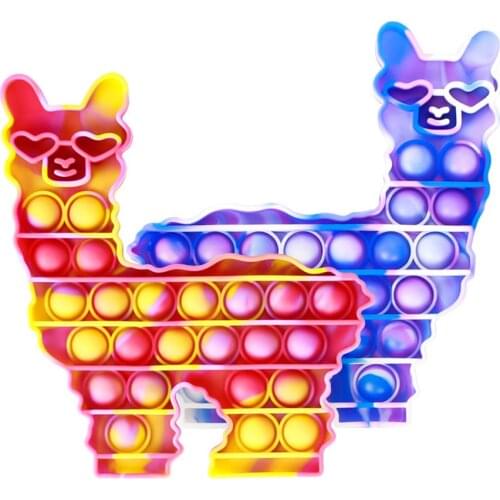 Alpaca Llama Fidget Reliver Stress Toys Rainbow Push It Bubble Antistress Toy Autism Stress Reliever Sensory Toys Adult Kids
