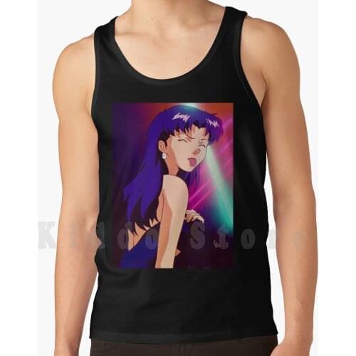 Evangelion - Misato tank tops vest sleeveless Anime Manga Girl Woman Misato Katsuragi Club Clubbing Lights Sad