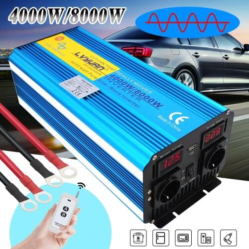 Car solar power inverter to ac for laptop lcd display 1500W 2000W 2600W car micro inverter 12v eu socket Adapter dual 3.1A usb