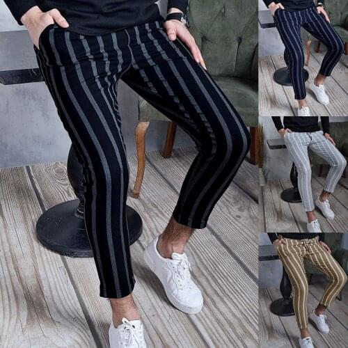 2021 Spring Fashion Plaid Printed Pencil Pants For Mens Vintage Mid Waist Button Trouser Male Summer Casual Long Pant Streetwear