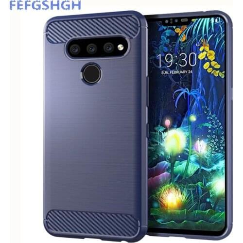 Carbon Fiber Cover For LG V50 / V50 ThinQ Case Rubber Silicone Phone Cases For LG V50 ThinQ Back Case