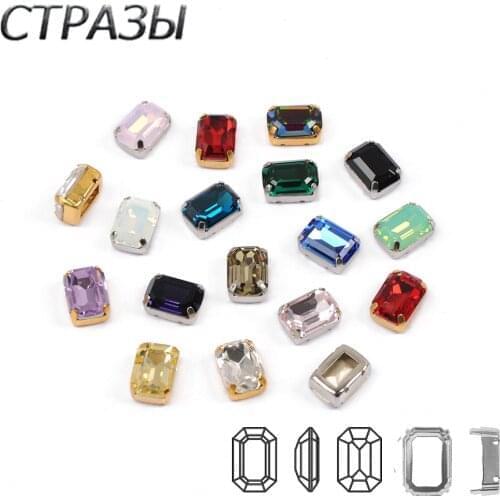CTPA3bI Top Quality Multicolor Rhinestones Octagon Shape Glass Material Sew on stones With Claw DIY Clothing Dress Accessories