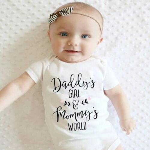 Daddys Girl Mommys World Unisex Baby Girls Bodysuit Cotton Bodysuits Newborn Baby Clothes Letter Print Baby Rompers Ropa Bebe