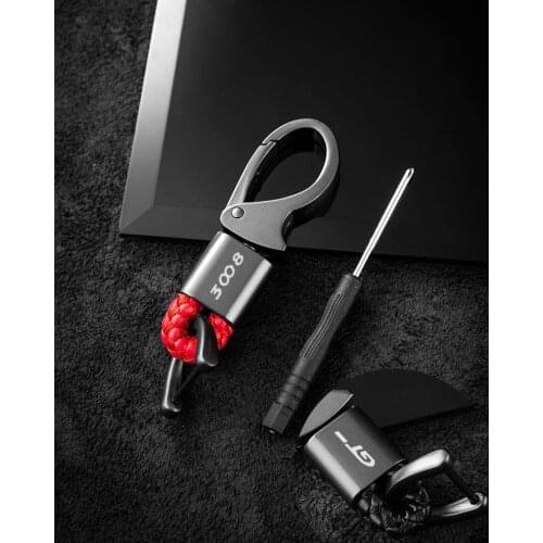 For peugeot 3008 gt line Key With Logo Keyring Metal Car Emblem new car Styling Leather / Key Ring Keychain
