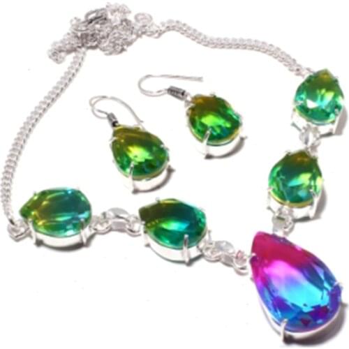 Bi-Color Necklace + Jewelry Set Silver Overlay over Copper , 44.9 cm, N4358