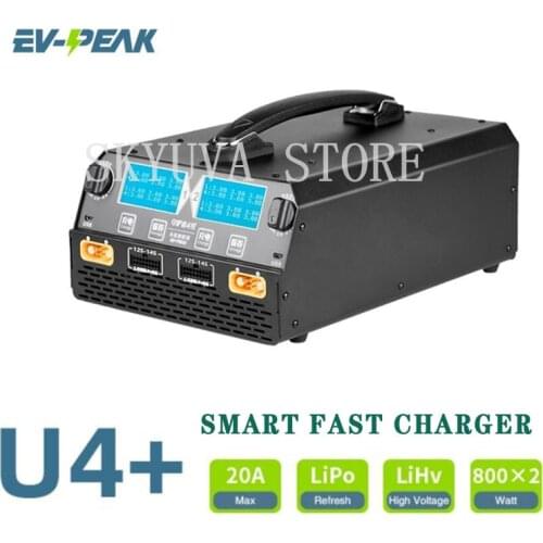 EV-PEAK U4+ 1600W 25A Dual Channels LiPo Industry Drone Smart fast profesional Charger for 12S 14S Battery charger-1pcs