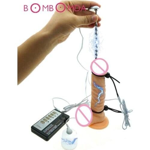 Electric Sex Toy Dual Output Host Penis Massage Stimulate Horse Eye Urethral Dilator Ejaculation Lock Cock Ring Sex Toys For Men