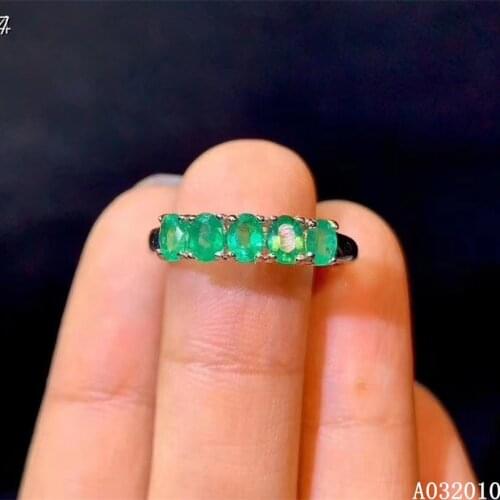 KJJEAXCMY fine jewelry 925 sterling silver inlaid natural emerald ring popular girls ring support test hot selling