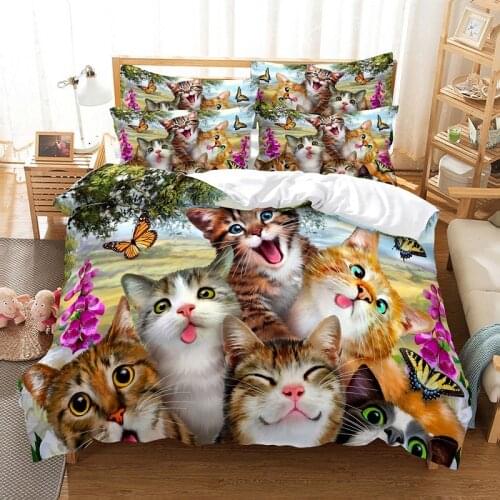 Butterfly and Cat New Arrivals Bedding Duvet Cover 3D Digital Printing Bed Sheet Fashion Design 2-3Piece Quilt Cover Bedding Set