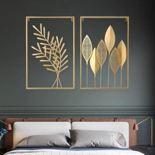 Creative Golden Leaf Wrought Iron Wall Decoration Living Room Home Bedroom Sofa Background Wall Pendant