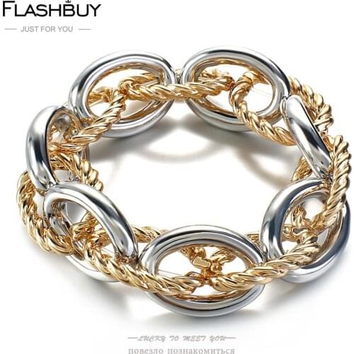 FLASHBUY Punk Fashion Chunky Thick Chain Bracelets For Women Men Statement Metal Bracelet Couple Jewelry Gift 2020